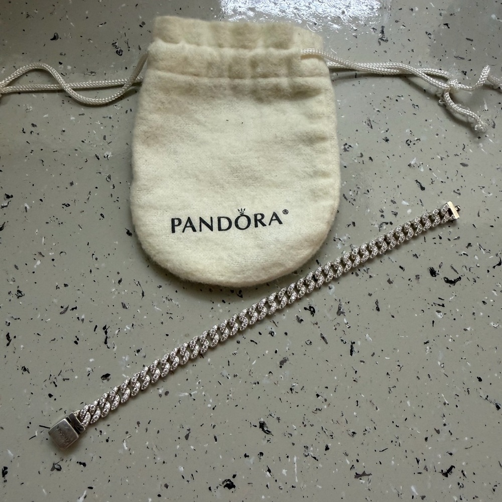 Pandora Silver Pave Cuban Chain Bracelet